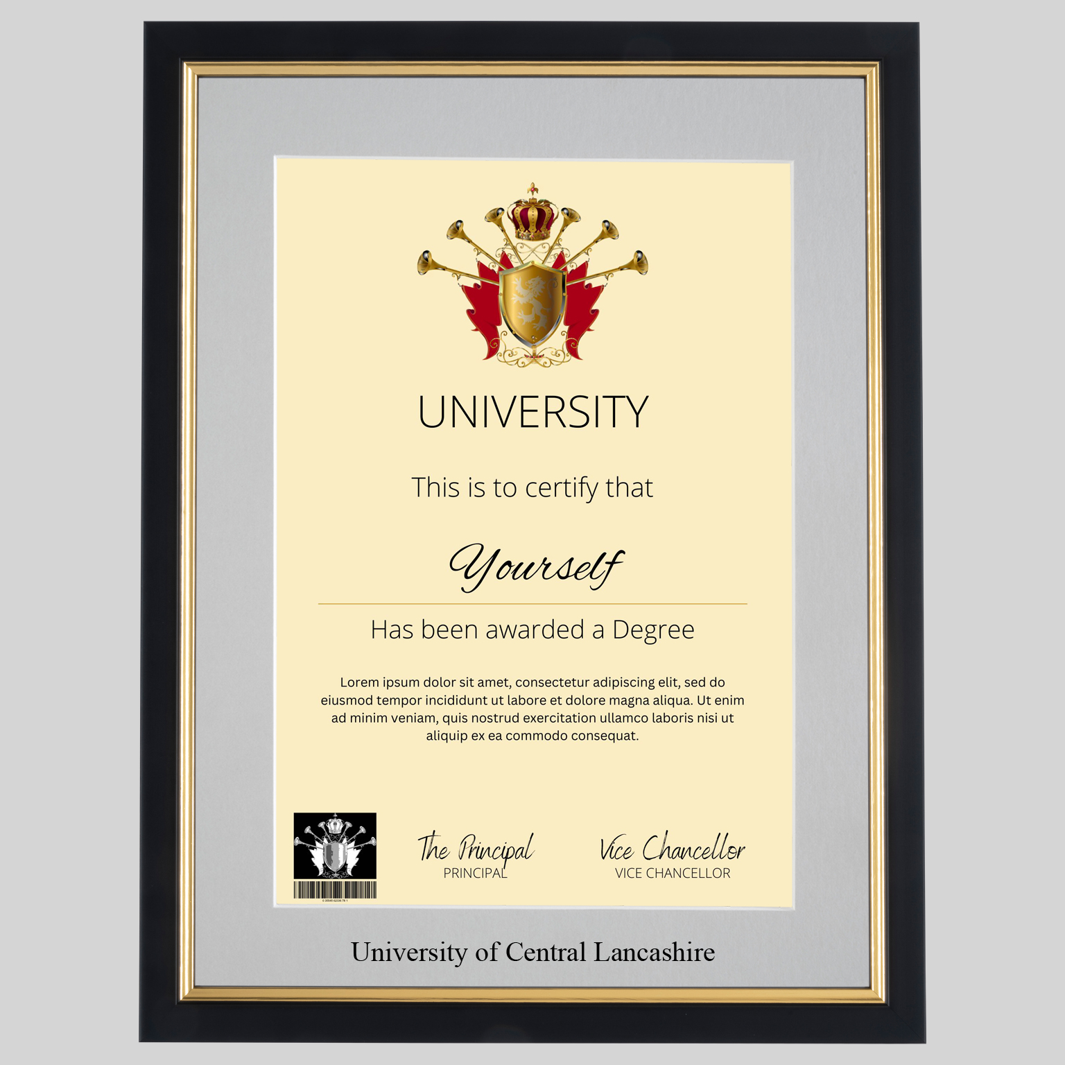 University of Central Lancashire graduation certificate Frame ...