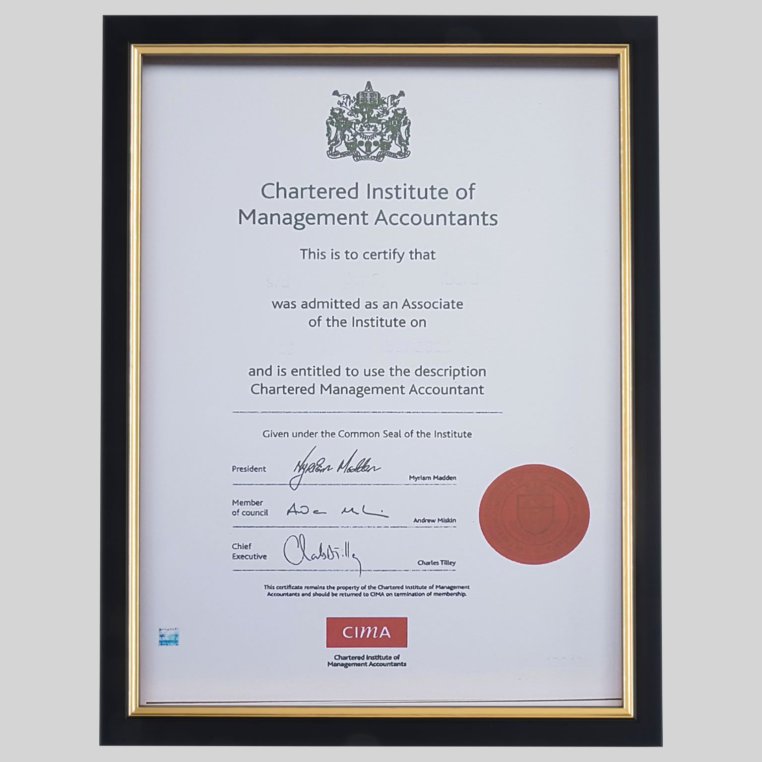 Chartered Institute of Management Accountants (CIMA/CGMA) certificate ...