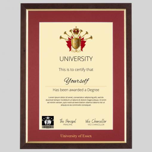 University of Essex A4 graduation certificate Frame in Teak and Gold