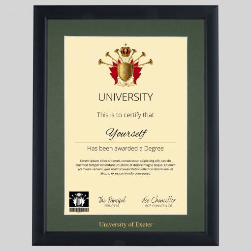 University of Exeter A4 graduation certificate Frame in Contemporary