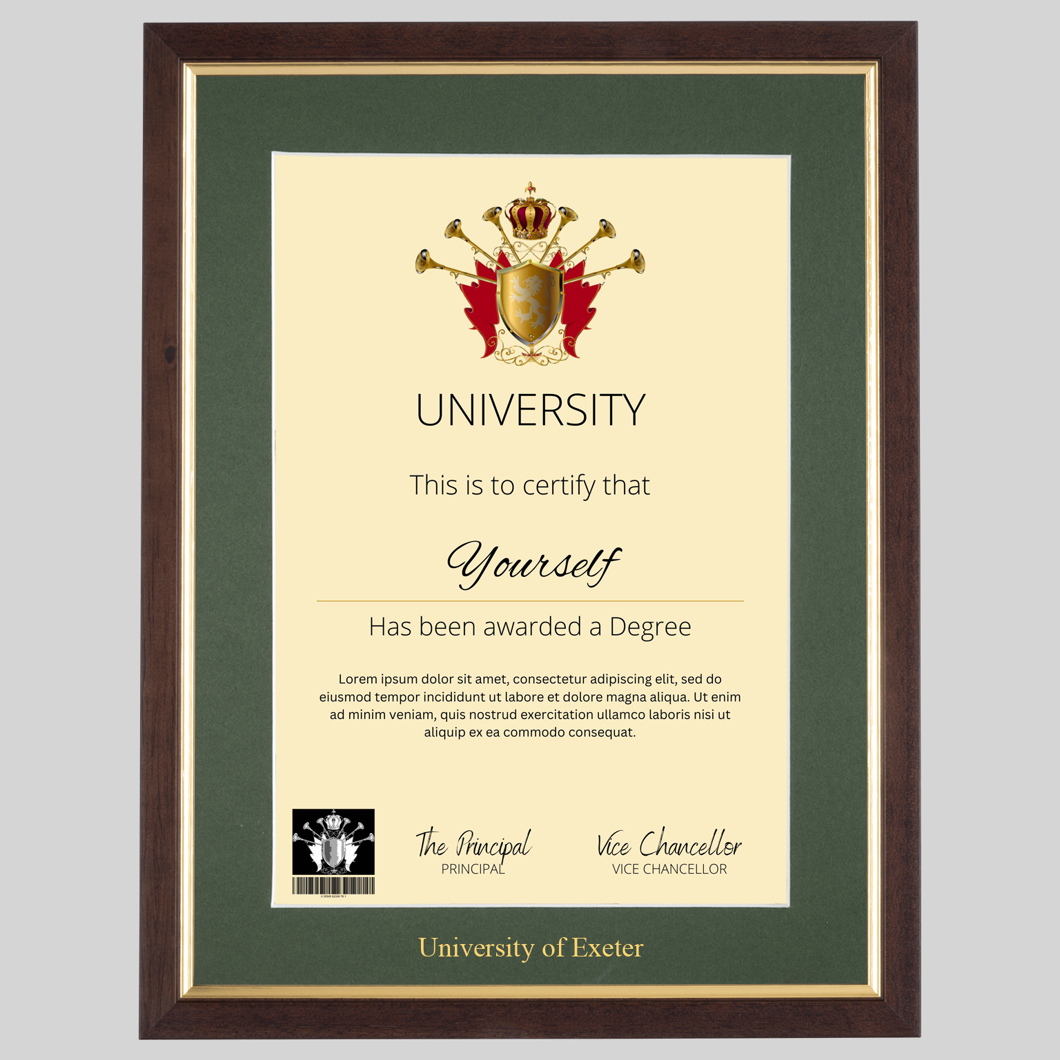 University of Exeter graduation certificate Frame - Professional ...