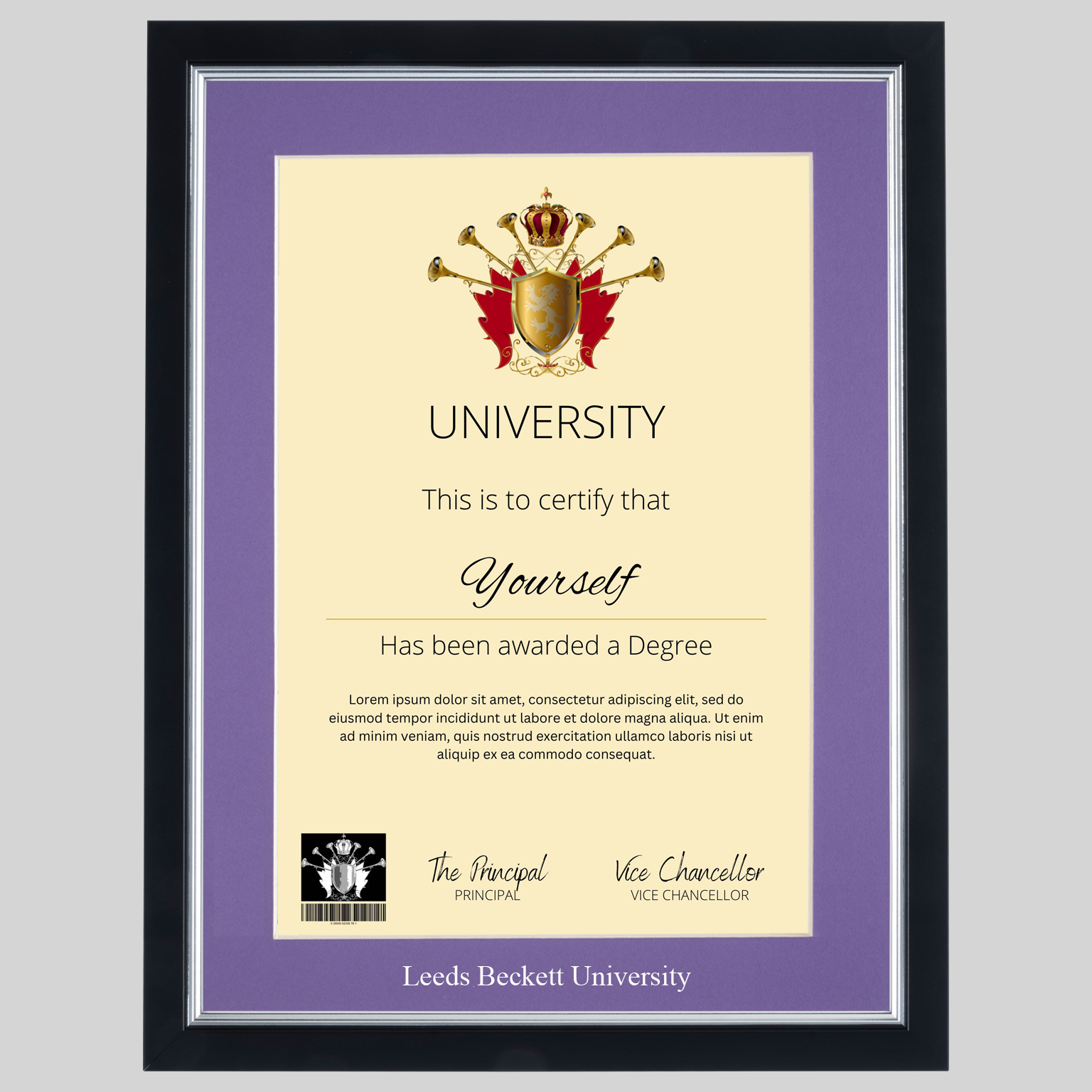 Leeds Beckett University graduation certificate Frame | Professional ...