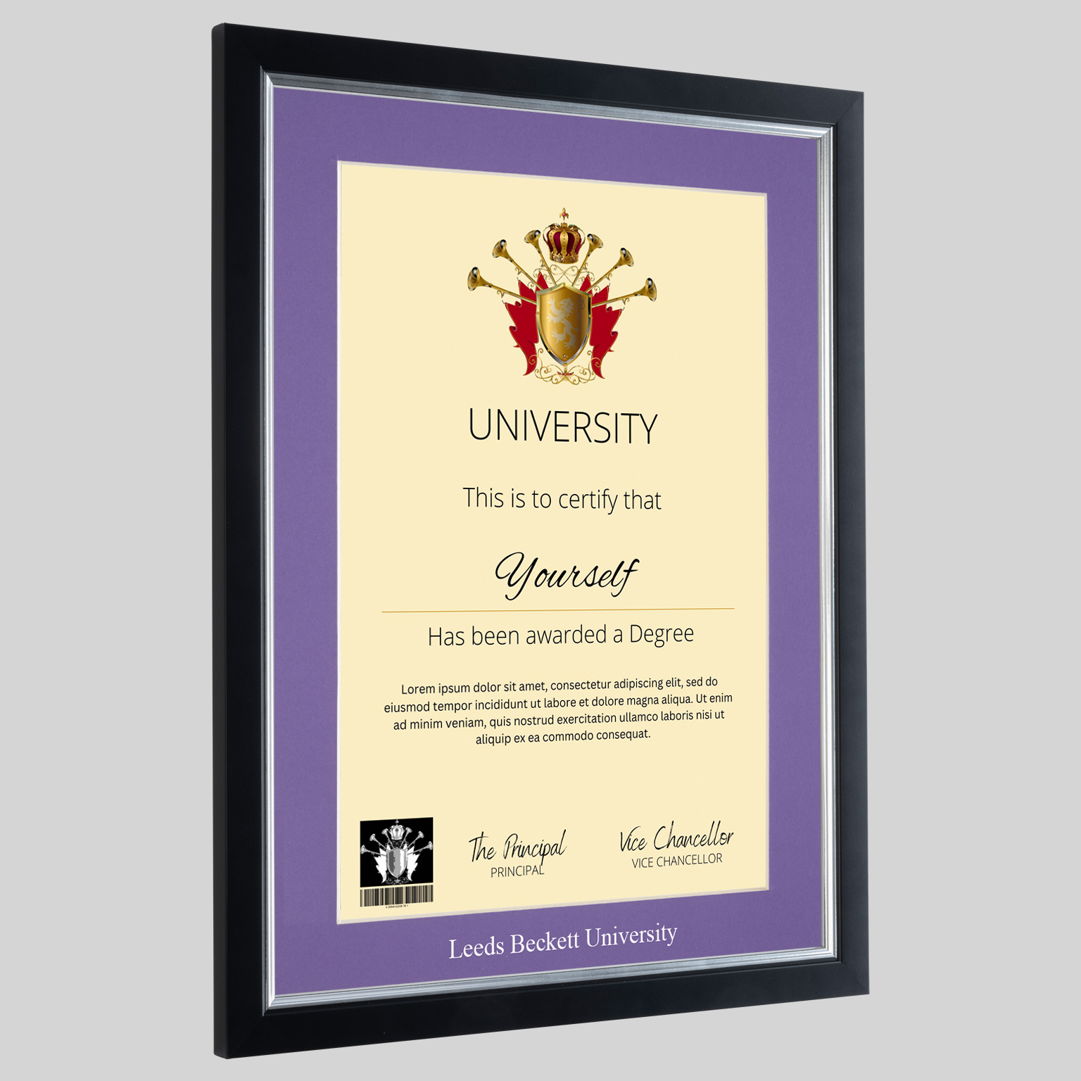 Leeds Beckett University graduation certificate Frame | Professional ...