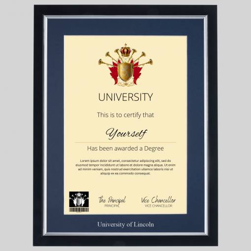 University of Lincoln A4 graduation certificate Frame in Black and Silver