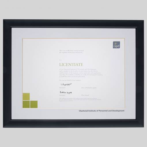 Chartered Institute of Personnel and Development certificate frame - Contemporary Matt Black
