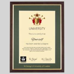 St George’s University of London Teak and Gold frame