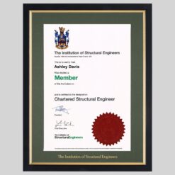 The Institution of Structural Engineers certificate frame